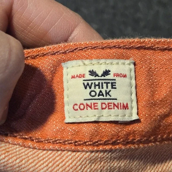 Levis 501 White Oak Cone Denim Jeans Button Fly Salmon Orange Mens Fit Sz 32x29 - Picture 10 of 14
